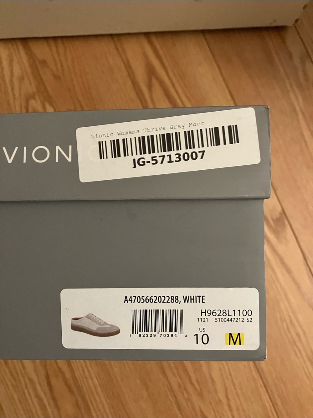 Vionic White and Light Gray Women's Leather Sneakers - Picture 2 of 6